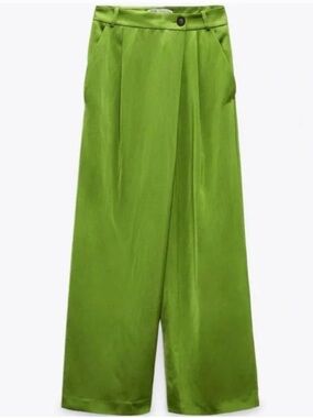 Zara Green Wide-Leg  Pants